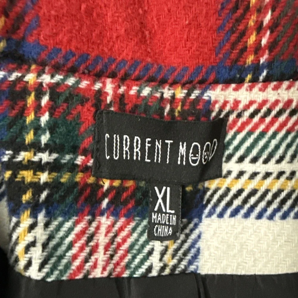 Current Mood My Own Beat Patchwork Tartan Plaid Button Up Long Sleeve Coat XL - Picture 3 of 9